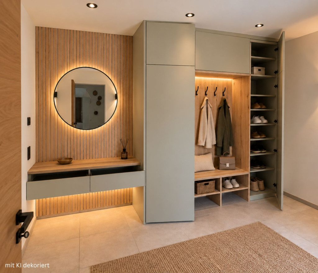 Garderobe nach Ma&szlig; mit Sideboard